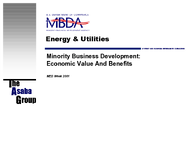 Energy  Utilities Industry  Minority Business Development Economic Values  Benefits